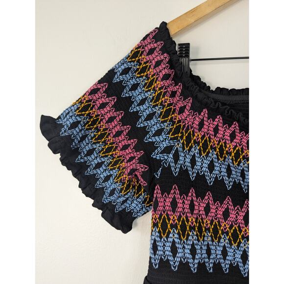 NWT Torrid Black Embroidered Jersey Off Shoulder Skater Dress - Picture 3 of 6